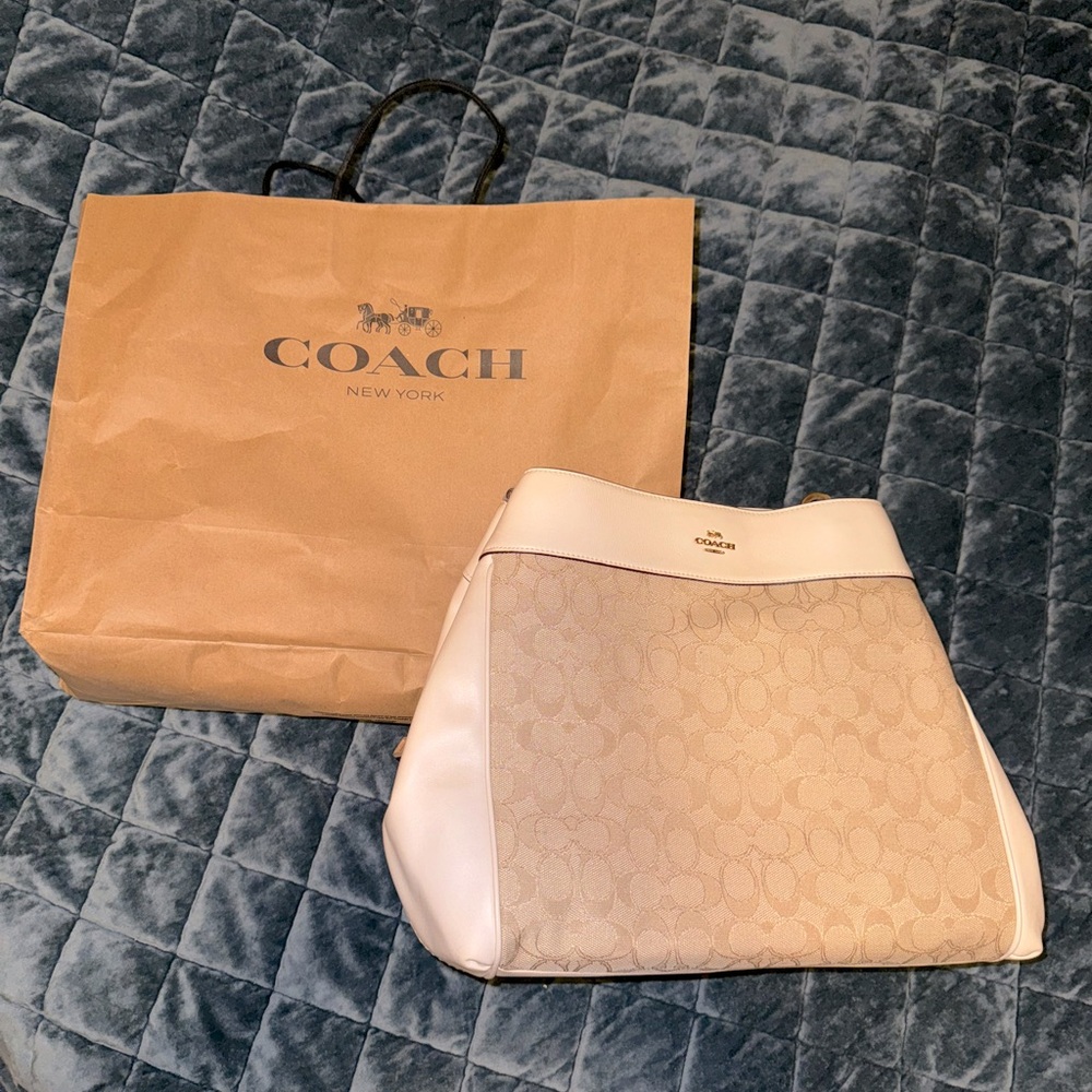 White and cream, Signature Coach purse, brand new.